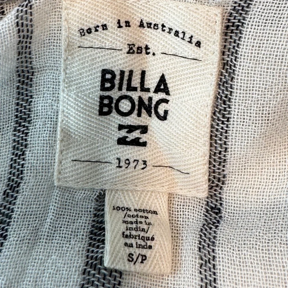 Billabong Same Story Cover Up Womens S Small White Gray Striped Lace Up Hooded